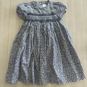 Edgehill Collection Blue and White Floral Smocked Tie Back Dress Size 2T EUC